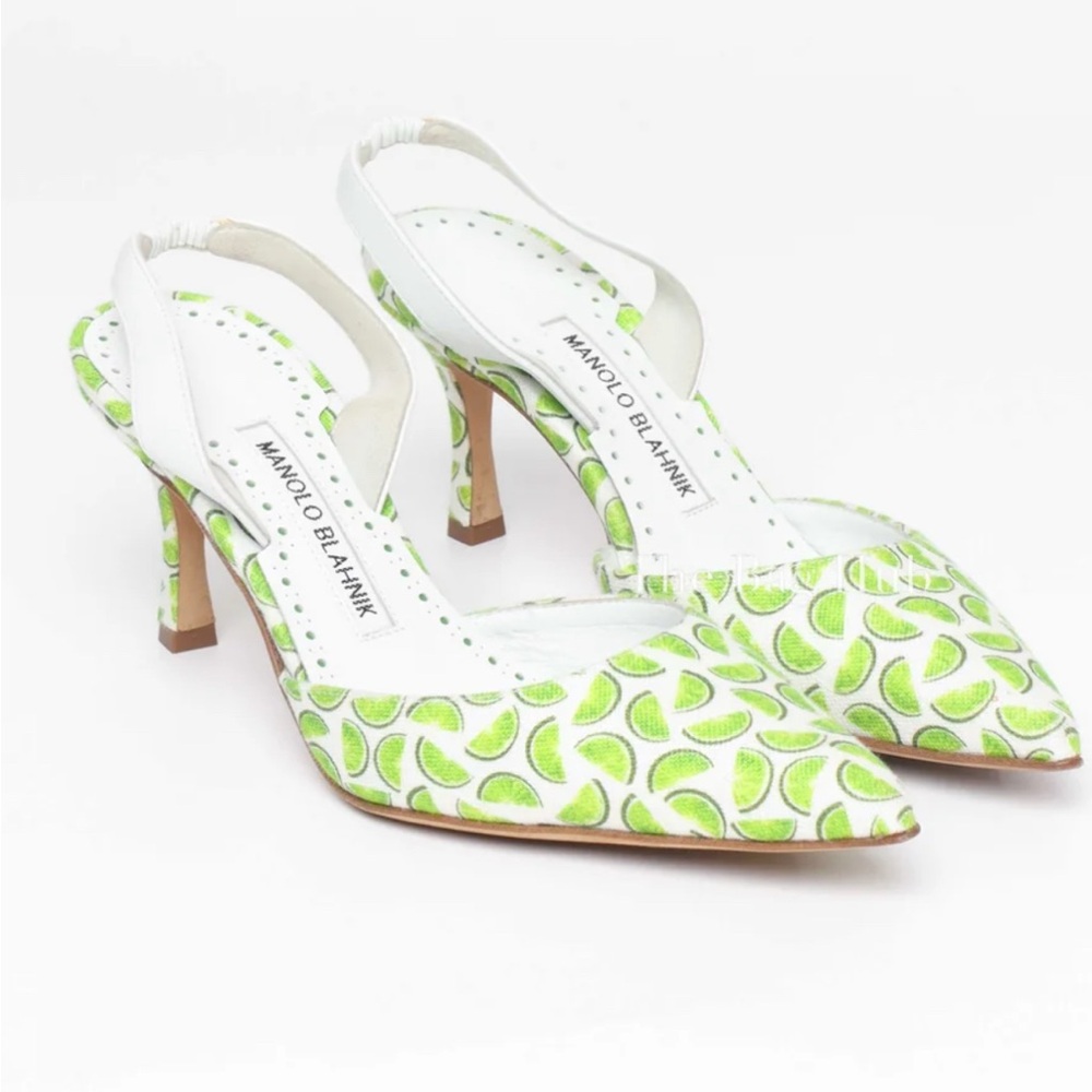 Manolo Blahnik Carolyne Linen Slingback Heels